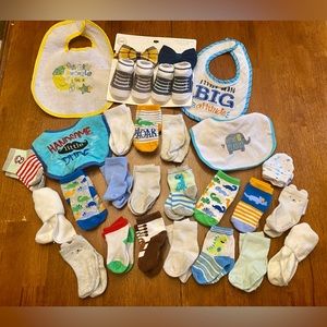 Baby boy bibs and sock bundle